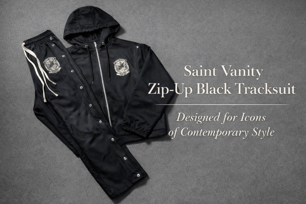 Saint Vanity Zip-Up Black Tracksuit – Designed for Icons of Contemporary Style